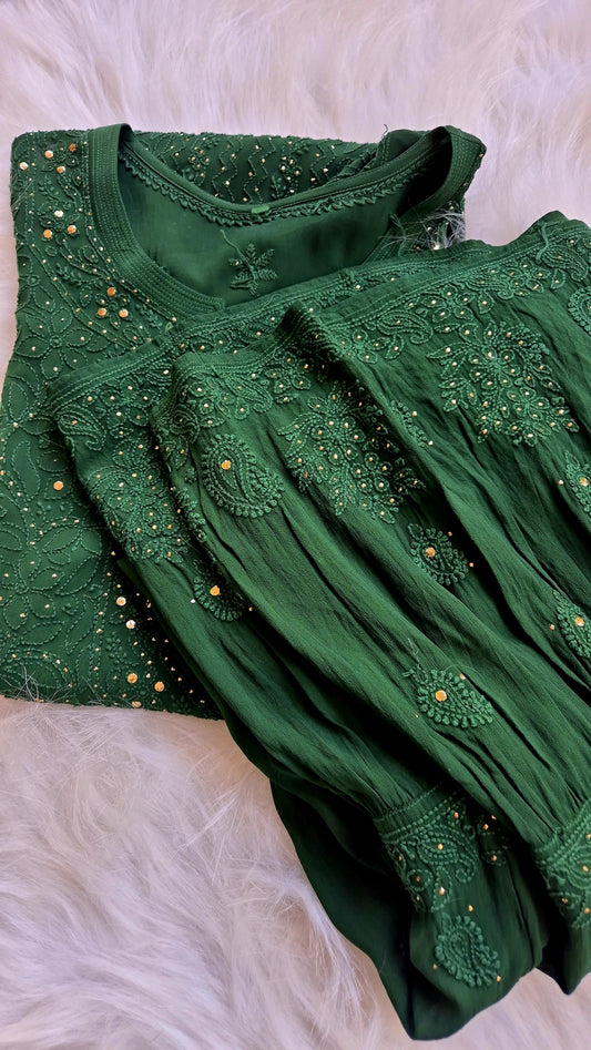 Falak Premium Georgette Chikankari Luxurious Look Gharara Set