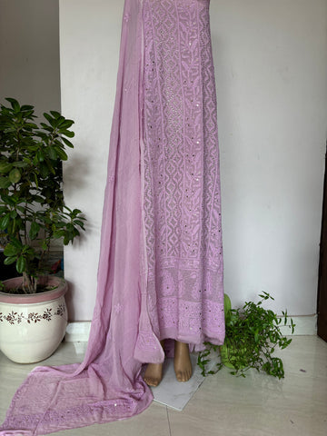 Roohi Pure handcrafted Chikankari and Mukaish Premium Georgette unstitched suit