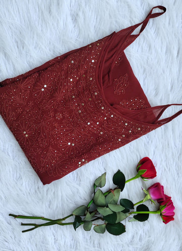 Tulip Mukaish Chikankari Tunic Kurti