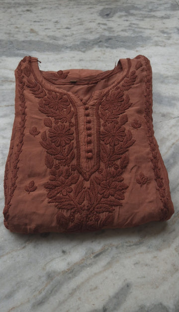 Hershey's Kiss Premium Mul Silk Oversized Chikankari Long Kurta