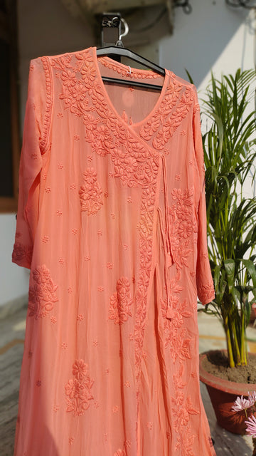 Duaa Peach Love Premium Georgette Luxurious Look Angrakha