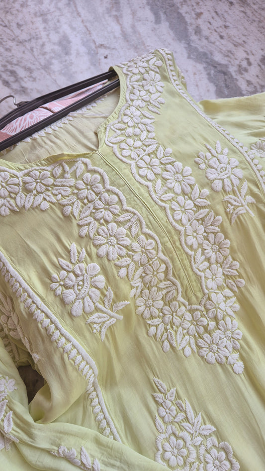 Fida Premium Silk Aline Long Chikankari kurta