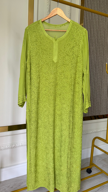 Resham Series Premium Georgette Resham Chikankari Long Kurti