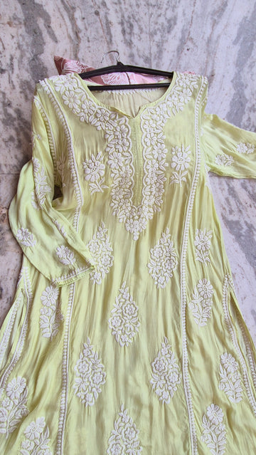 Fida Premium Silk Aline Long Chikankari kurta