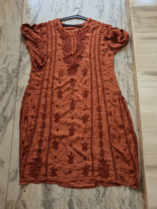 Coco Premium Mul Silk Oversized Chikankari Long Kurta