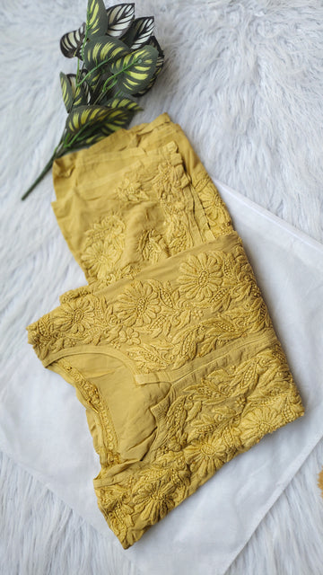 Sandy taupe Non Transparent Premium Modal Soft Cotton Chikankari Long Kurti