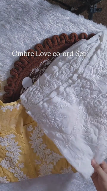 Ombre Premium Soft Cotton Silk Chikankari co-ord Set