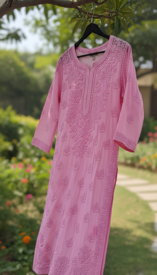 Chand Premium Silk Luxurious Chikankari Handcrafted kurti (5 times Dyeable)