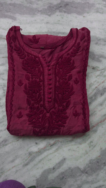 Tyrian Premium Mul Silk Oversized Chikankari Long Kurta