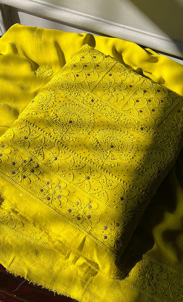 Roohi Pure handcrafted Chikankari and Mukaish Premium Georgette unstitched suit