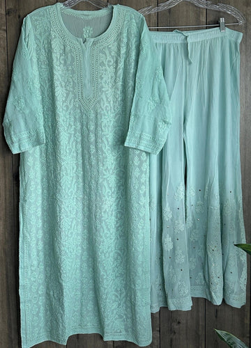 Farah  Premium Georgette Chikankari Luxurious Kurta Mukaish Add On