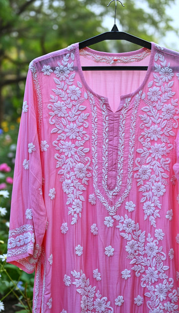 Feriha Flower Yellow Premium Silk Luxurious Look Chikankari Kurta