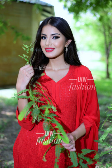 Premium Arika Red Georgette 3 piece set Inner include