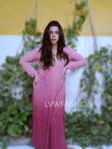 Premium Ombre Shaded Long Kurta With Inner
