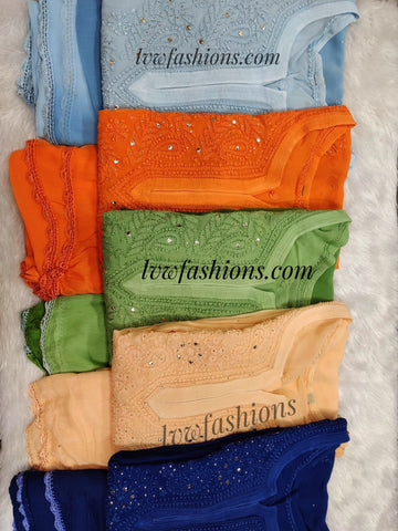Premium Neck Bootas Kurtas With Dyed Duptta