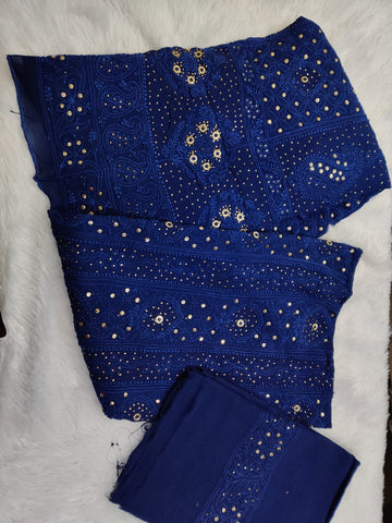 Fida Luxurious Look Premium Georgette Anarkali Pure Handcrafted Semi Stitched Chikankari & Kamdani