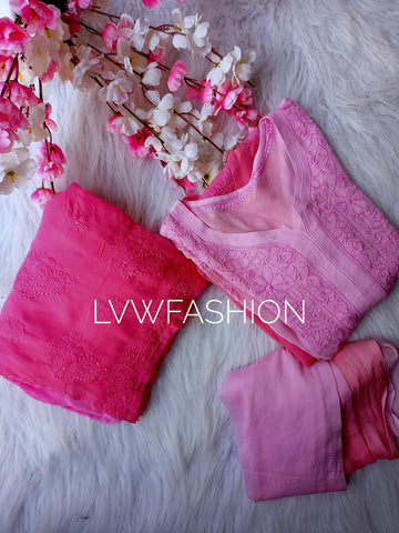 "Gulabi" Premium Georgette 3 piece Shaded Set
