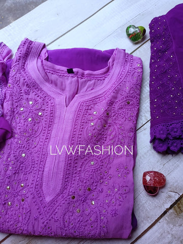 "Elif" Premium Georgette Long Ombre Kurta With Duptta