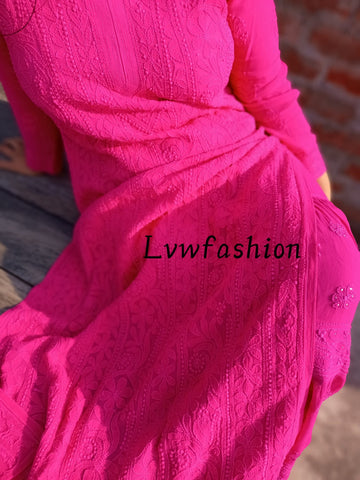 Beautiful Premium Georgette Pink Gharara Set