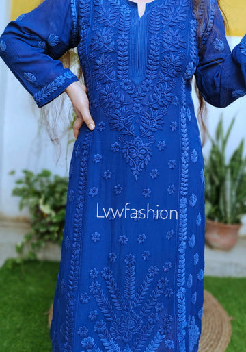 IZRA Premium Georgette Luxurious Look Long Chikankari Kurta