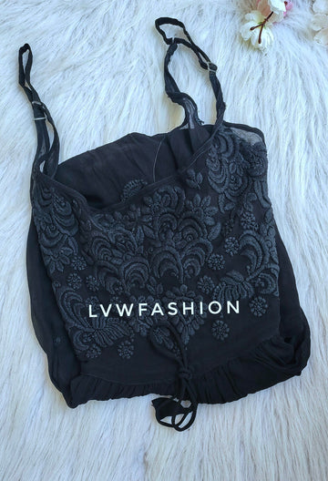 Beautiful Black Straps Tunic Premium Georgette