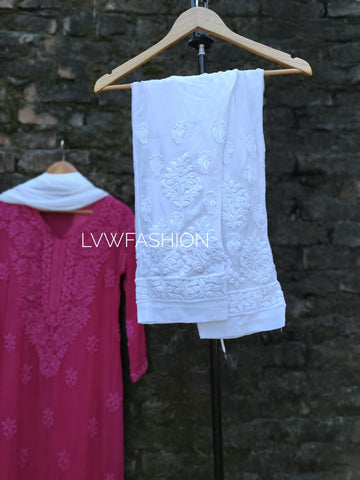 Premium Georgette Chikankari Pant Trouser With Lining Attached
