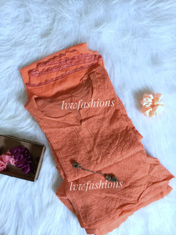 Premium Georgetta Peach Kurta Set with Inner