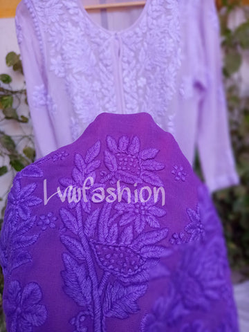 Premium Viscous Georgette Ombre Kurta With Cotton Plazzos