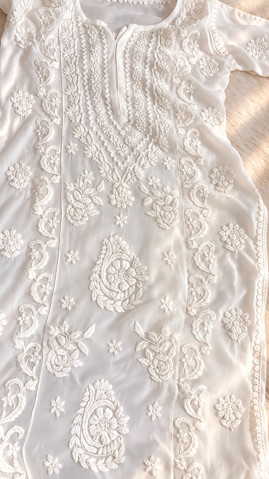 Sherish Premium Georgette Pure Chikankari co-ord set Bottom special Design