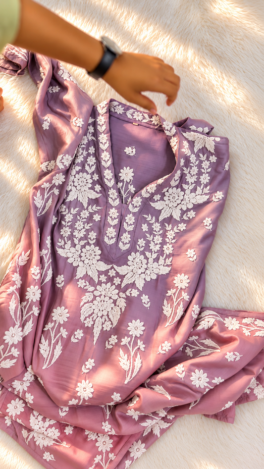 Meria  Premium soft muslin luxurious Chikankari Long Kurta Heavy Embroidery
