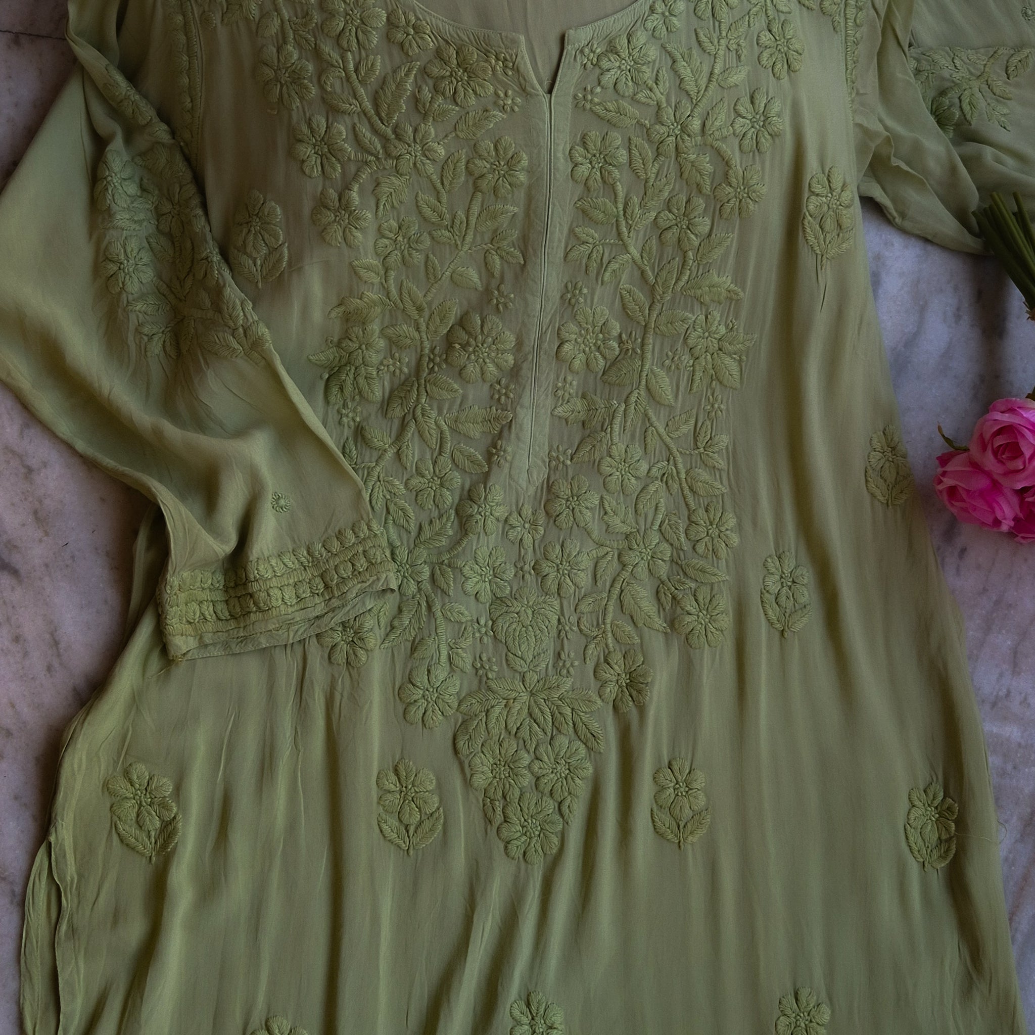Zaina Premium Soft Non Transparent Chikankari Long Kurti