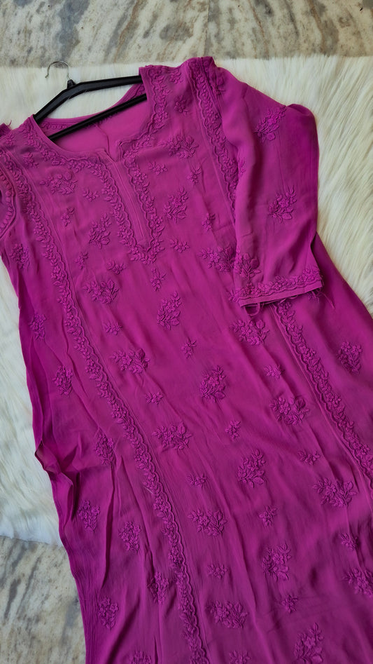 Palatinate Premium Georgette Chikankari Long Kurta