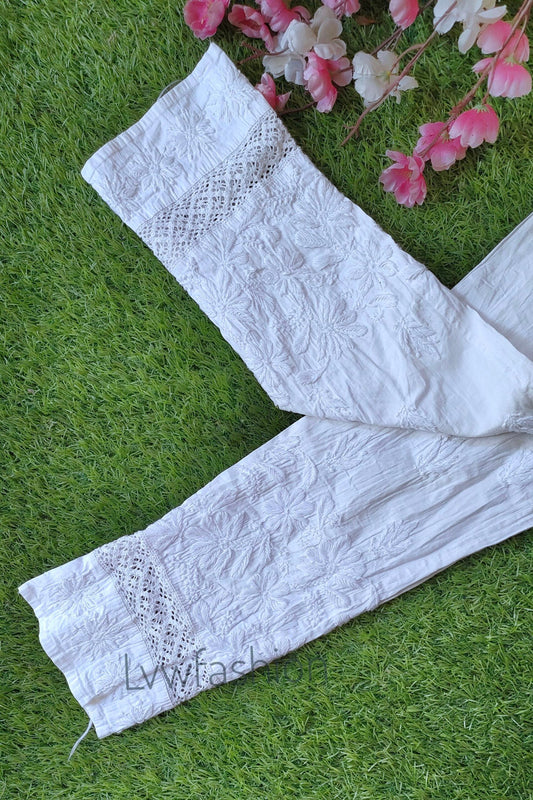 Luxurious LVW Fashion Chikankari premium cotton pant with intricate embroidery and comfortable fit, stylish ethnic wear for women.