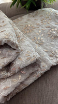 Ivory handcrafted Chikankari and Mukaish premium georgette unstitched suit with Gotapatti by LVW Fashion Luxurious Chikankari.