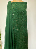 Green premium georgette unstitched suit with intricate chikankari embroidery from LVW Fashion Luxurious Chikankari.