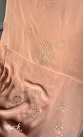 Handcrafted Roohi Chikankari and Mukaish premium georgette unstitched suit by LVW Fashion, detailed embroidery and elegant fabric.
