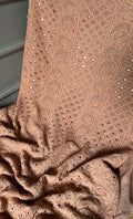Handcrafted Roohi Chikankari and Mukaish premium georgette unstitched suit by LVW Fashion, featuring intricate embroidery and luxurious fabric.
