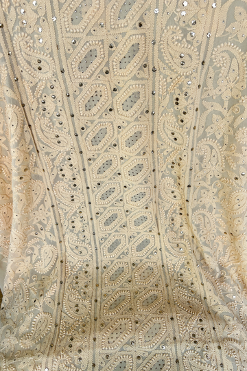 Handcrafted Roohi Chikankari and Mukaish premium georgette unstitched suit by LVW Fashion Luxurious Chikankari