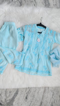 Handmade LVW Fashions baby girl Chikankari kurta with luxurious Lucknow embroidery, suitable for ages 6-12 months.