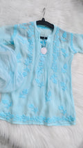 Handmade LVW Fashions Chikankari baby girl kurta with intricate Lucknow embroidery, suitable for 6-12 months old.