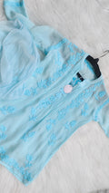 Luxurious handmade Chikankari kurta for baby girl by LVW Fashions, traditional Lucknow embroidery in 6-12 months size.