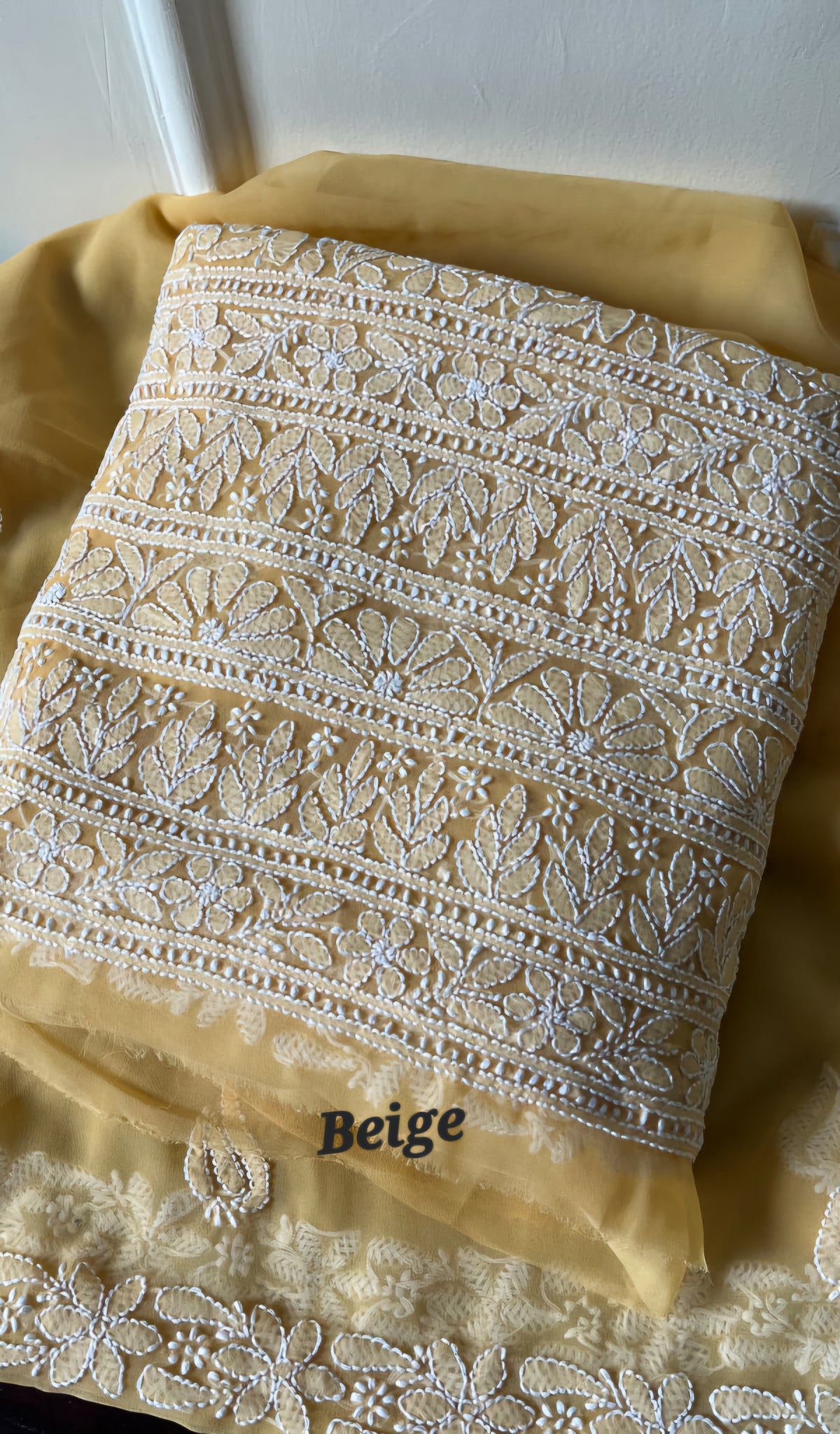 Beautiful black handcrafted Chikankari suit by LVW Fashions, made with premium faux georgette and traditional Lucknow embroidery.
