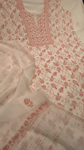 Handmade black Chikankari Kurta and dupatta set in premium pure Mul Chanderi fabric by LVW Fashions.