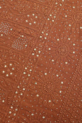 Noori premium brown georgette Chikankari kurta and dupatta suit set by LVW Fashions, handmade Lucknow Chikankari craftsmanship.