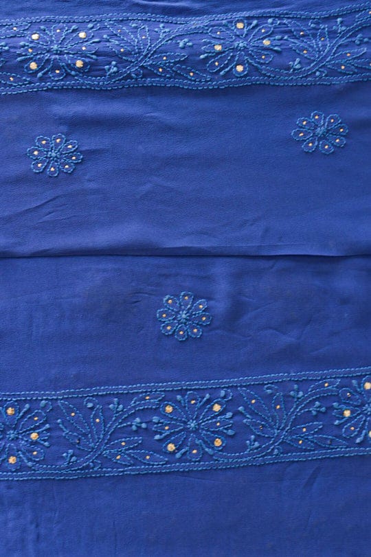 Brown Noori Premium Georgette Chikankari Kurta and Dupatta set by LVW Fashions, featuring intricate handmade Lucknow chikankari.