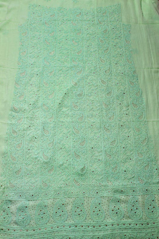 Brown Noori Premium Georgette Chikankari Kurta Dupatta set by LVW Fashions, featuring intricate Lucknow-style handmade embroidery.