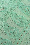 Noori premium georgette Chikankari kurta and dupatta set by LVW Fashions, featuring intricate handmade Lucknow Chikankari in brown.