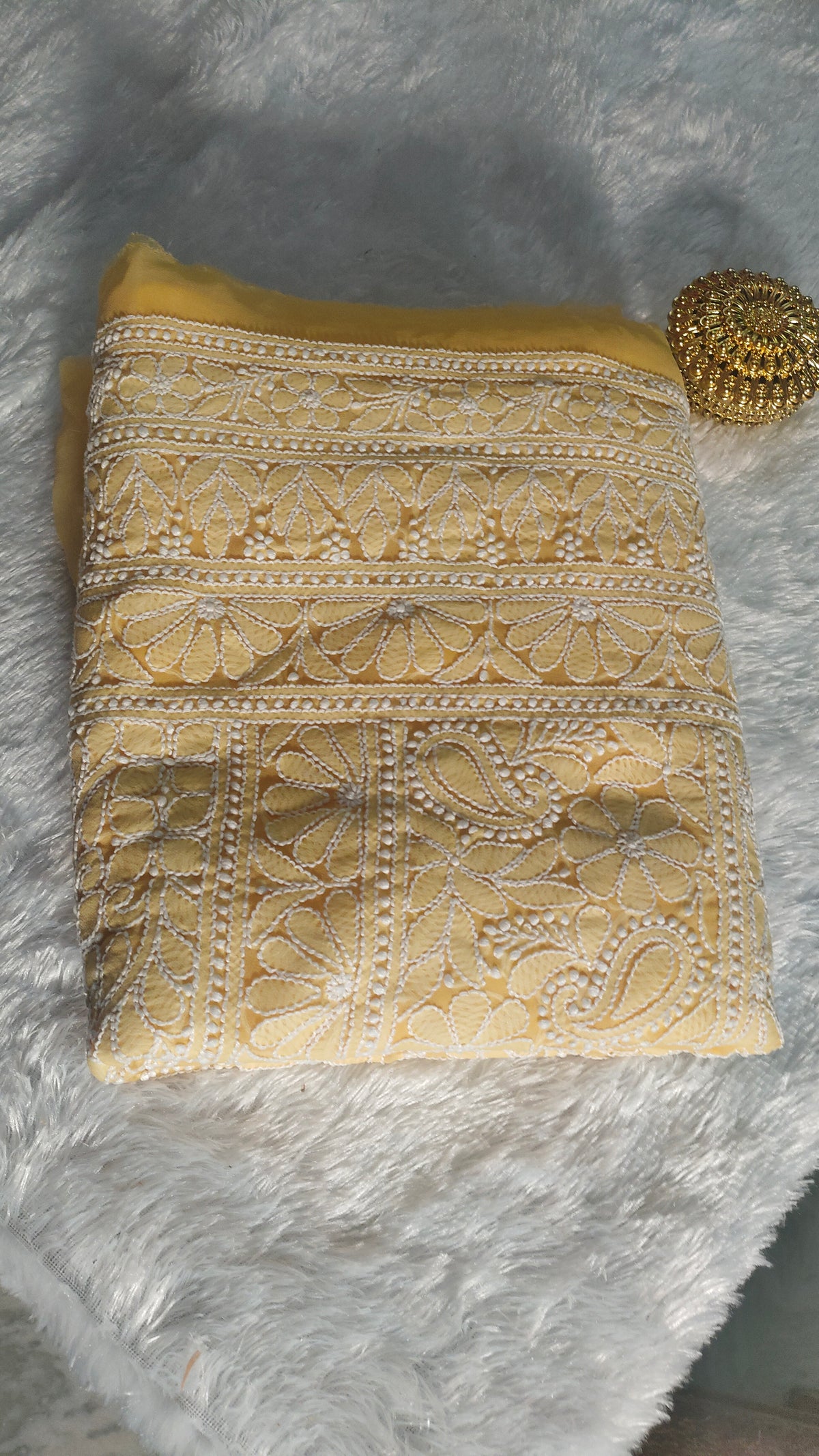 Beautiful handcrafted Chikankari full suit in faux georgette by LVW Fashions, featuring intricate Lucknow Chikankari embroidery.