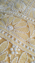 Beautiful handcrafted faux georgette Chikankari full suit by LVW Fashions, featuring intricate Lucknow-style embroidery.