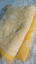 Beautiful handcrafted faux georgette Chikankari full suit by LVW Fashions, featuring intricate Lucknow-style embroidery.